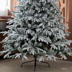 Albero di Natale innevato di lusso 1,8m con aghi densi e supporto in metallo