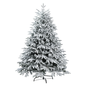 Lussuoso albero di Natale artificiale innevato con base in metallo per decorazioni