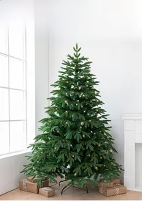 Luxurious green PE mixed needles Christmas tree detail with gift boxes and metal base