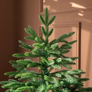 Lush green PE mixed needle Christmas tree top with realistic texture and dense branches