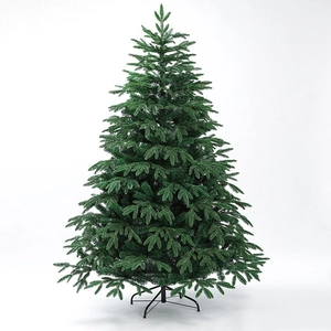 Luxurious dark green artificial Christmas tree with dense PE needles and metal stand