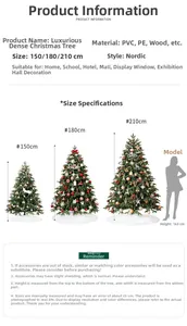 Luxus PE PVC Weihnachtsbaum Größenvergleich 150cm bis 210cm mit Deko und Lichtern