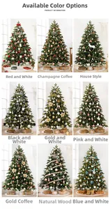 Neun verschiedene luxuriöse PE-Weihnachtsbaum-Sets mit Lichtern und Dekorationen