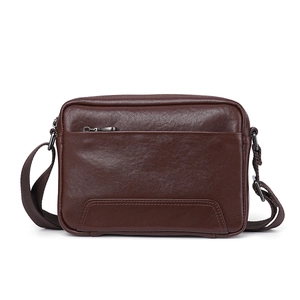 Borsa a Tracolla da Uomo in Vera Pelle in Pelle di Vacchetta Primo Fiore Borsa a Spalla Tinta Unita Business Casual