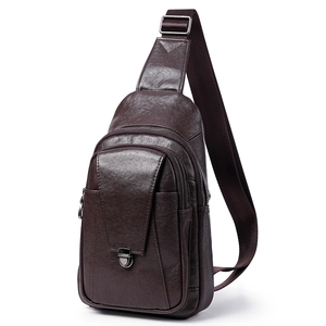Herren Echtes Leder Brusttasche Pflanzlich Gegerbtes Leder Mehrfachtaschen Sling Bag Retro Business Casual Umhängetasche Große Kapazität Reisetasche