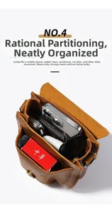 Interior view showing phone and wallet storage in a crazy horse leather waist bag