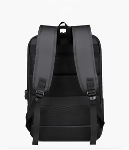 Business backpack back view with breathable honeycomb mesh padding and ergonomic straps