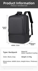Water-resistant business backpack with USB charging port and sleek minimalist finish
