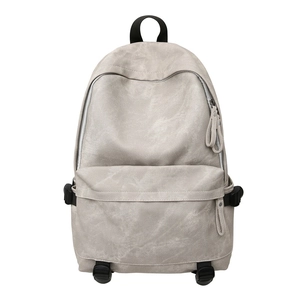 Minimalist light grey streetwear backpack with multi-compartments and large capacity
