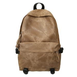 Retro brown canvas backpack with large capacity and multi-compartment street style design