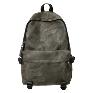 Street style large capacity canvas backpack with multiple pockets for laptops in dark grey