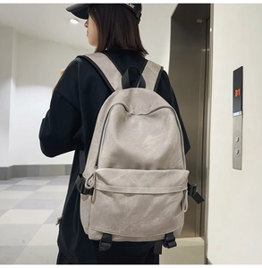 Side view of modern marble pattern backpack showing spacious compartments and strap detail