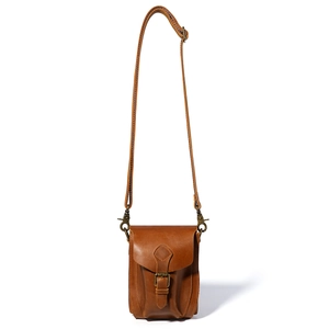 Vintage brown crazy horse leather crossbody bag with buckle flap for men