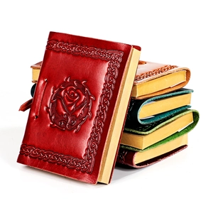 Retro Rose Embossed Genuine Leather Notebook Handmade Top Layer Cowhide Journal With Celtic Knot Pattern For Writing Gifting