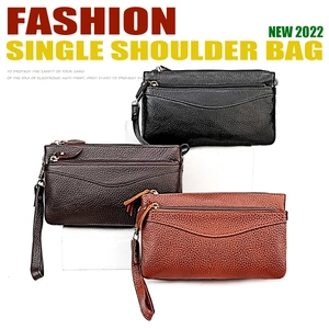 Close-up of pebble grain leather crossbody bags in three colors with RFID protection