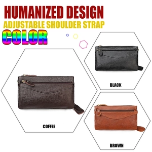 Detailed view of adjustable straps and textured leather on cross-body phone bags