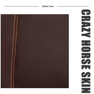 Macro shot of crazy horse leather texture with double-row stitching for Macbook Pro case