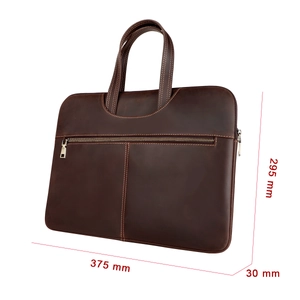 Crazy Horse Genuine Leather Laptop Bag For MacBook Pro 15 Inch Retro Business Briefcase Stitched Design With Handle Sleeve