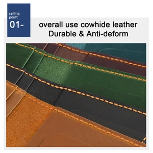 Close-up of durable cowhide leather passport holder card slots with precision stitching