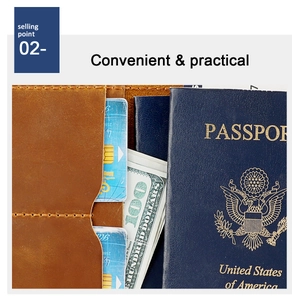 Detailed view of genuine leather passport wallet with AirTag holder and card slots