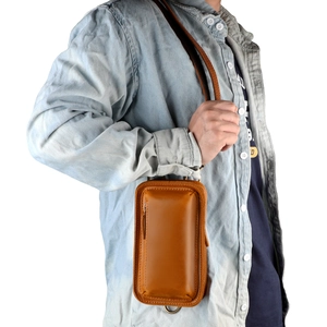 Vintage Genuine Leather Men Phone Waist Bag Crazy Horse Cowhide Crossbody Bag With Belt Loop Small Travel Phone Pouch