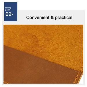 Detailed close-up of brown genuine leather texture with durable orange stitching finish