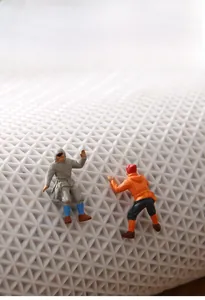 Macro shot of geometric TPR anti-slip backing with climbers for floor mat safety