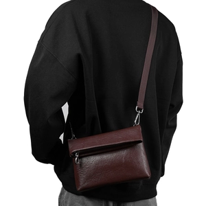 Sac Bandoulière Homme en Cuir Véritable Tannage Végétal Cuir de Vachette Sac à Épaule Business Casual Mini Messenger Bag Rétro Couleur Unie Sacoche pour Voyage Bureau