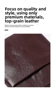 Macro detail of the premium dark brown top grain leather texture and durable finish