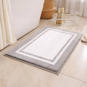 Non-Slip Bathroom Mat Absorbent Thickened Flocking Bath Rug Nordic Geometric Rectangular Floor Mat For Bathroom Bedroom