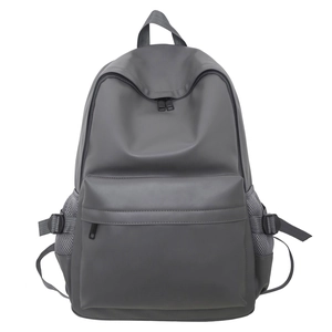 Minimalist PU Leather Backpack Large Capacity Solid Harajuku School Bag For Students Casual Travel Unisex Backpack