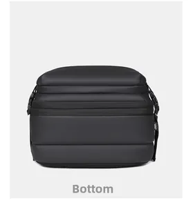Detail view of the durable backpack bottom featuring a zipper expansion and wear-resistant fabric
