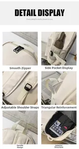 Detail view of smooth dual zippers, mesh side pockets, and reinforced stitching on the backpack