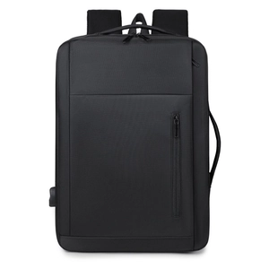 Professional black business laptop backpack with USB port and dual handles for travel