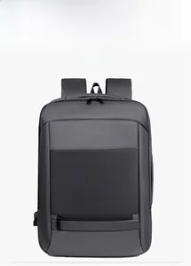Detail view of business laptop backpack featuring a side USB charging port for devices