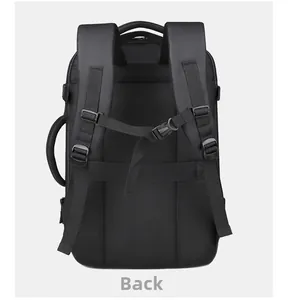 Détail du panneau dorsal respirant et de la sangle de bagage sur le sac à dos noir pour PC