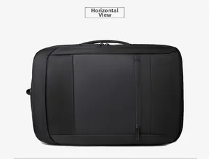 Detail showing the large capacity business backpack held as a horizontal briefcase