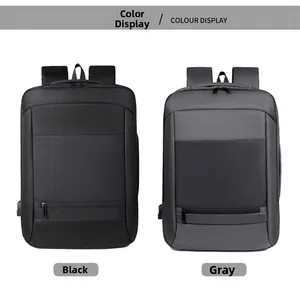 Business laptop backpack detail showing side-by-side black and grey color options