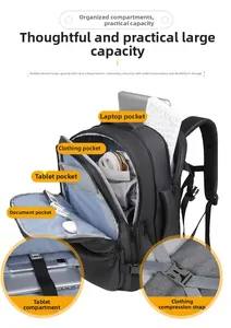 Détail intérieur du sac à dos de bureau noir multifonctionnel avec compartiment PC