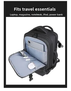 Compartiment intérieur détaillé du sac à dos professionnel noir avec pochette ordinateur