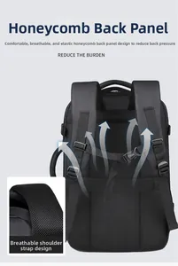 Détail du panneau dorsal en maille respirante et bretelles rembourrées du sac à dos business