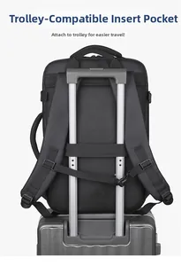 Détail de la sangle de bagage sur poignée trolley avec dossier en maille respirante