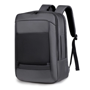 Business laptop backpack in dark gray and black with ergonomic straps and large capacity