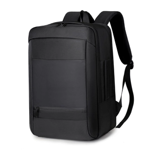 Classic black professional business laptop backpack with ergonomic straps and side pockets