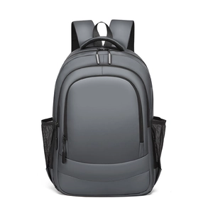 Dark grey waterproof business laptop backpack with ergonomic straps and multi-compartment design
