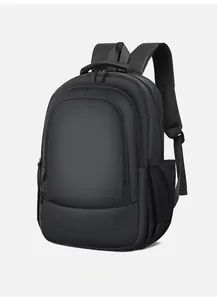 Ergonomic breathable shoulder straps and padded handle of black business laptop backpack