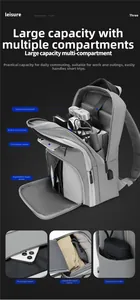 Detail view of large capacity waterproof laptop backpack with expandable compartment and USB