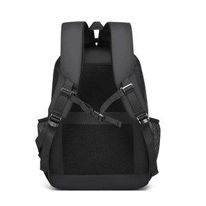 Lightweight black business laptop backpack with breathable mesh back and adjustable chest strap