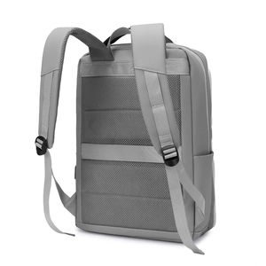 Waterproof grey business laptop backpack with ergonomic breathable mesh back padding