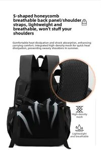 Detail of S-shaped honeycomb breathable mesh back panel on business laptop backpack